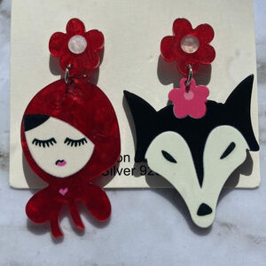 Little Red Riding Hood and Big Bad Wolf Halloween earrings